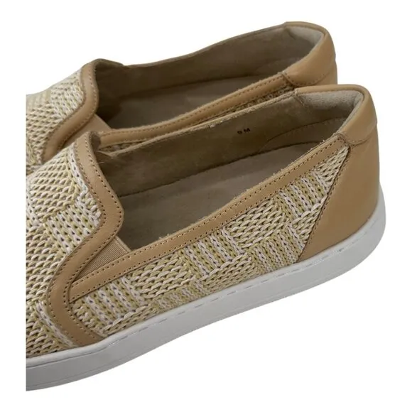 Vaneli Sport Chilly Women Beige Woven Slip-On Sneakers 9M Casual Comfort Shoes