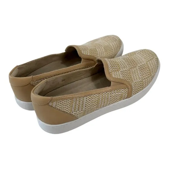 Vaneli Sport Chilly Women Beige Woven Slip-On Sneakers 9M Casual Comfort Shoes
