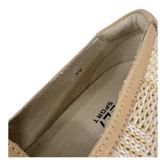 Vaneli Sport Chilly Women Beige Woven Slip-On Sneakers 9M Casual Comfort Shoes
