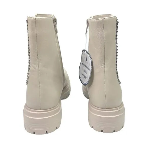 VANELi Zetta Natta Ivory Leather Chelsea Platform Ankle Boots - Size 7