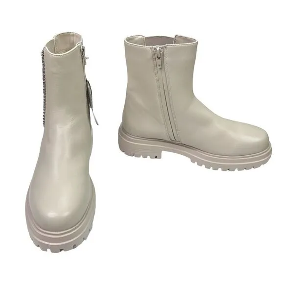 VANELi Zetta Natta Ivory Leather Chelsea Platform Ankle Boots - Size 7