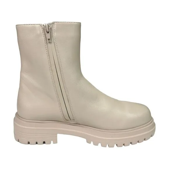 VANELi Zetta Natta Ivory Leather Chelsea Platform Ankle Boots - Size 7