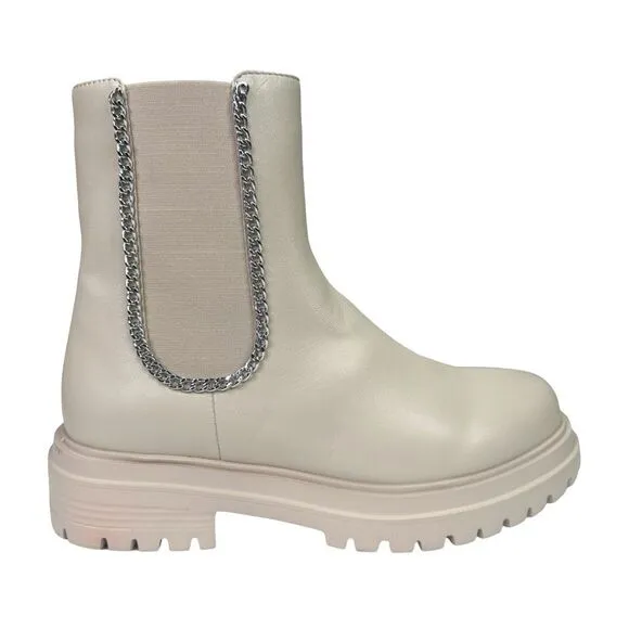 VANELi Zetta Natta Ivory Leather Chelsea Platform Ankle Boots - Size 7