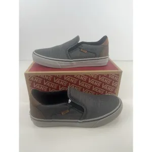 Vans Asher Deluxe Men's Slip On Shoes 8 Deluxe Textile Black/Grey VN0A5HTUY30