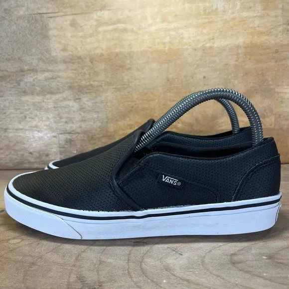 Vans Asher Perforated Womens Size 8 Slip On Shoes Sneakers Black