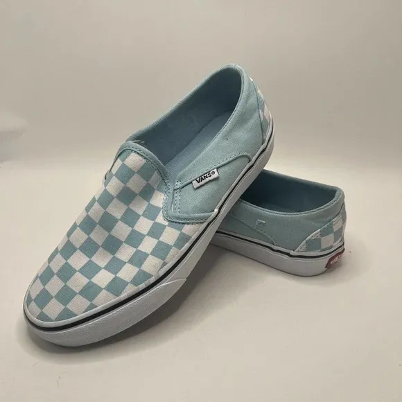 VANS ASHER SLIP ON WOMENS SHOES SNEAKERS CASUAL SKATE blue CANVAS 6.5 aquatic