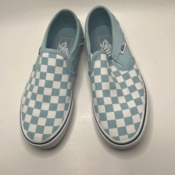 VANS ASHER SLIP ON WOMENS SHOES SNEAKERS CASUAL SKATE blue CANVAS 6.5 aquatic