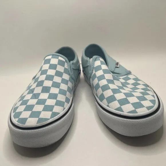 VANS ASHER SLIP ON WOMENS SHOES SNEAKERS CASUAL SKATE blue CANVAS 6.5 aquatic