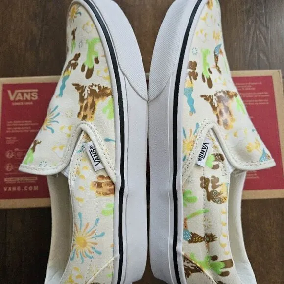 vans classic slip on get outdoors marshmallow women size 7.5/8.5