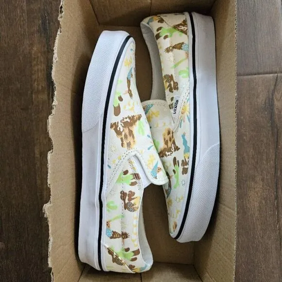 vans classic slip on get outdoors marshmallow women size 7.5/8.5