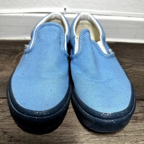 VANS Classic Slip-On Sneakers Shoes Gum Glitter Outsole Round Toe Blue Missy 4
