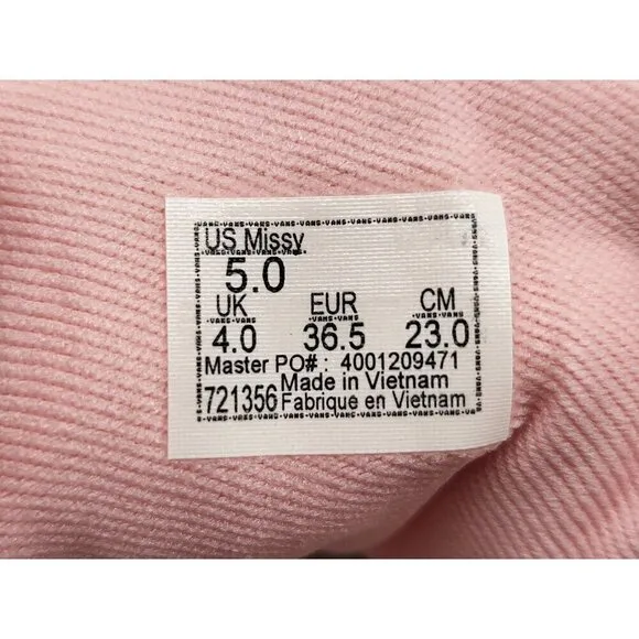 Vans Doheny Rainbows Big Girls Powder Pink White Shoes Sneakers Size 5