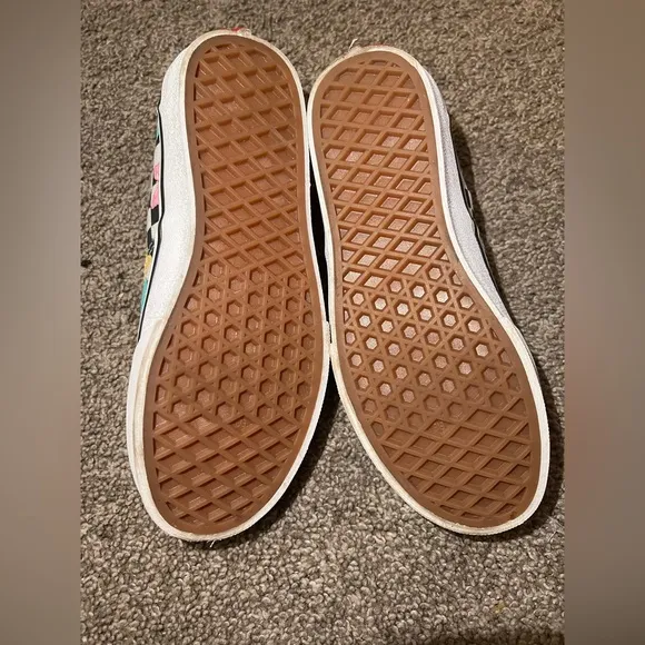 Vans girls  Doheny Butterfly Checkerboard multi-color white skate sneakers size3