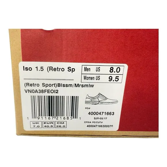 VANS ISO 1.5 Retro Sport Blossom/Light Pink Trainers Unisex Mens 8 Womens 9.5