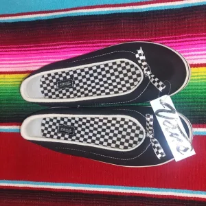 Vans Mary Jane Ballet Flat Shoes Black White checker bow Sz 2