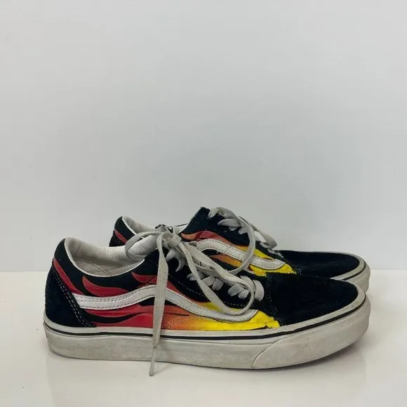 Vans Old Skool Flames Skateboarding Shoes Mens 9 Womens 10.5