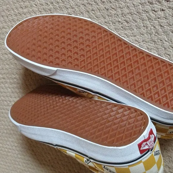 Vans Old Skool Yellow/Beige Checkered Shoes Unisex Size 13 Mens