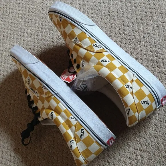 Vans Old Skool Yellow/Beige Checkered Shoes Unisex Size 13 Mens
