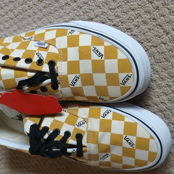 Vans Old Skool Yellow/Beige Checkered Shoes Unisex Size 13 Mens