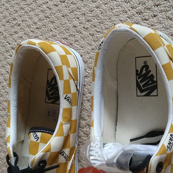 Vans Old Skool Yellow/Beige Checkered Shoes Unisex Size 13 Mens