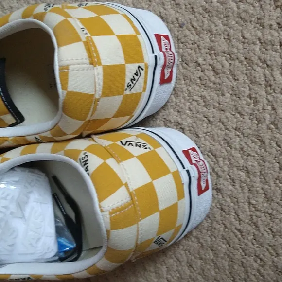 Vans Old Skool Yellow/Beige Checkered Shoes Unisex Size 13 Mens