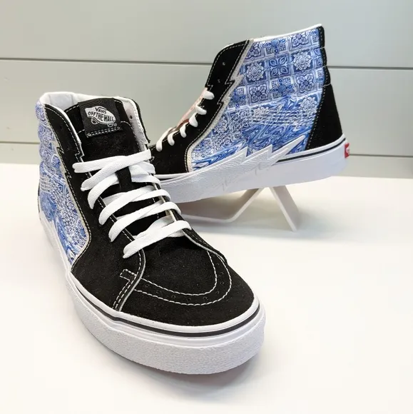 Vans SK8-Hi Bolt Liquify Black Blue Casual Fashion High top shoes size Men's 6.5