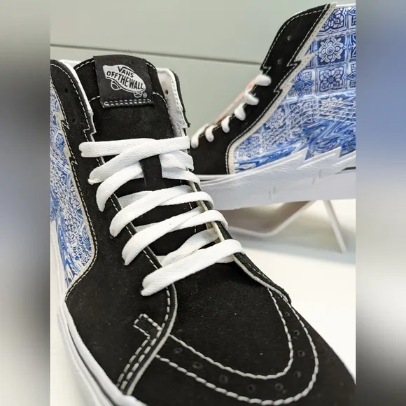 Vans SK8-Hi Bolt Liquify Black Blue Casual Fashion High top shoes size Men's 6.5