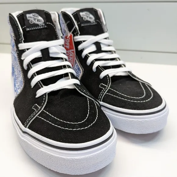Vans SK8-Hi Bolt Liquify Black Blue Casual Fashion High top shoes size Men's 6.5