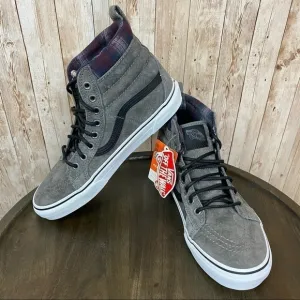 Vans Sk8-Hi MTE Pewter Plaid High Top Hiking Boot Sneaker Size 9.5 Women