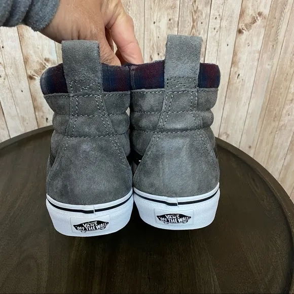 Vans Sk8-Hi MTE Pewter Plaid High Top Hiking Boot Sneaker Size 9.5 Women