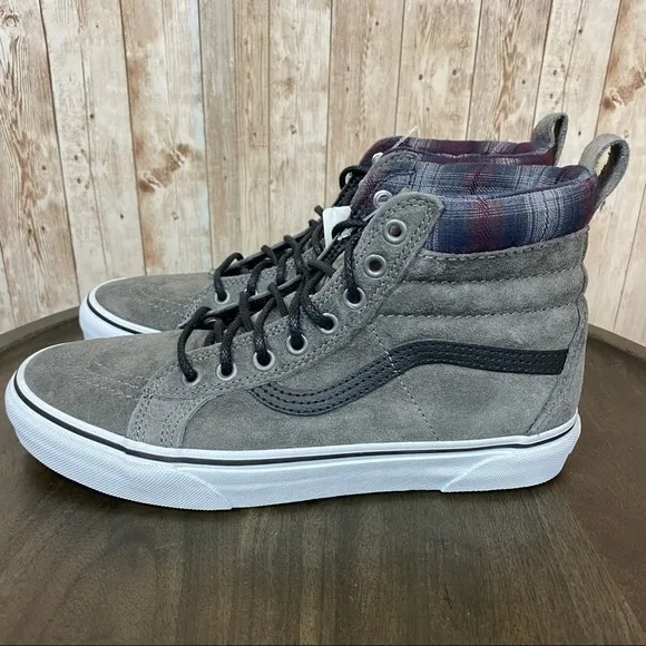 Vans Sk8-Hi MTE Pewter Plaid High Top Hiking Boot Sneaker Size 9.5 Women