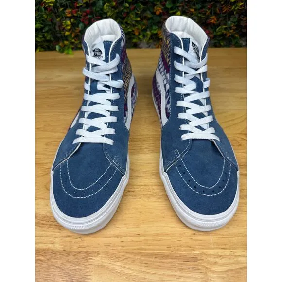 Vans Sk8 Hi Sneakers Shoes Southwestern Aztec Suede‎ Fair Isle Blue Mens 12 EUC