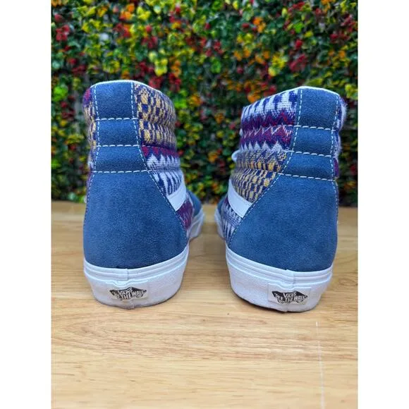 Vans Sk8 Hi Sneakers Shoes Southwestern Aztec Suede‎ Fair Isle Blue Mens 12 EUC