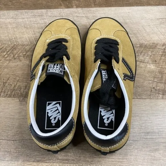 VANS Sport Low Suede Antelope Tan/Gold Sneakers Shoes Mens 6.5 Womens 8 NEW