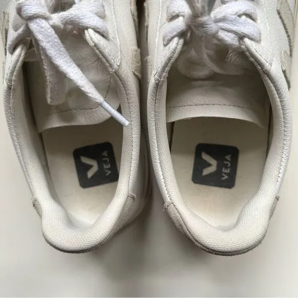Veja Campo Sneakers White Leather Natural Suede Size 6
