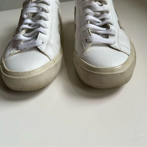 Veja Campo Sneakers White Leather Natural Suede Size 6