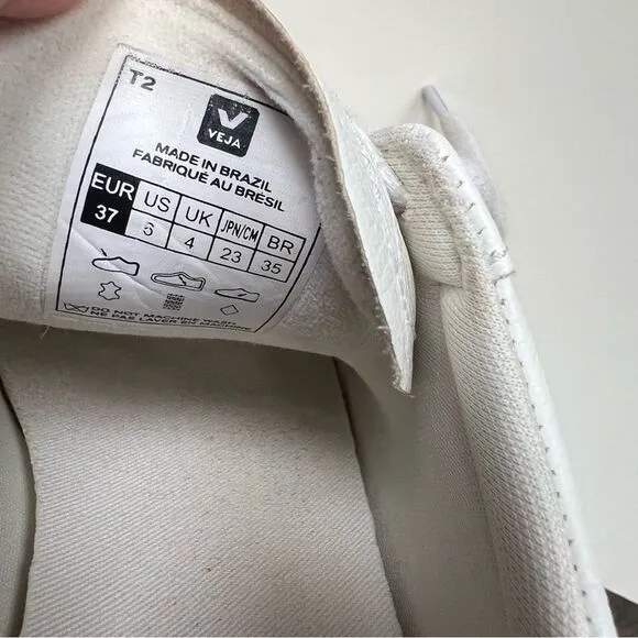 Veja Campo Sneakers White Leather Natural Suede Size 6