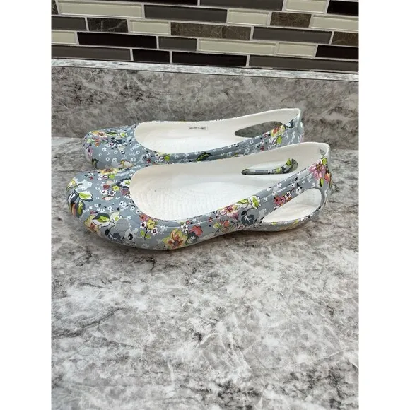 Vera Bradley X Crocs Kadee Flat Ballet Slip On Shoes Women's Sz 9 White Floral