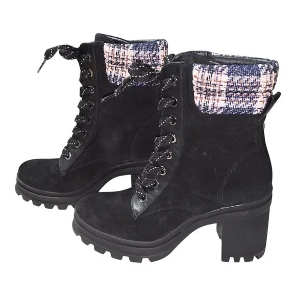 VERONICA BEARD Westport Water Resistant Hiker Boot Black Eclipse PLAID SZ 8 NEW