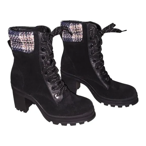 VERONICA BEARD Westport Water Resistant Hiker Boot Black Eclipse PLAID SZ 8 NEW