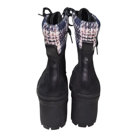VERONICA BEARD Westport Water Resistant Hiker Boot Black Eclipse PLAID SZ 8 NEW