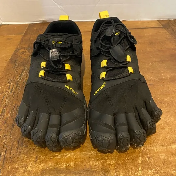 Vibram Womens V-Trail 2.0 Black Yellow Hiking Shoes 19W7601 Size 7-7.5/EU 37