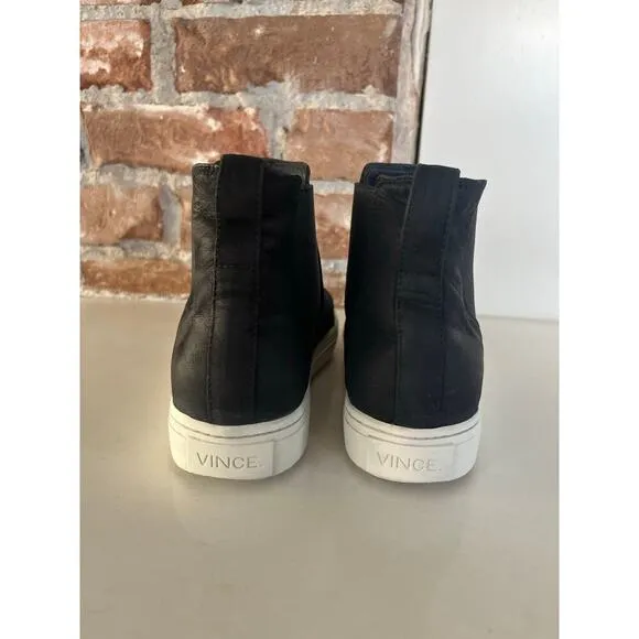 Vince Black Leather Hightop Slip on Sneakers Shoes Women’s US 6.5 EU 36.5