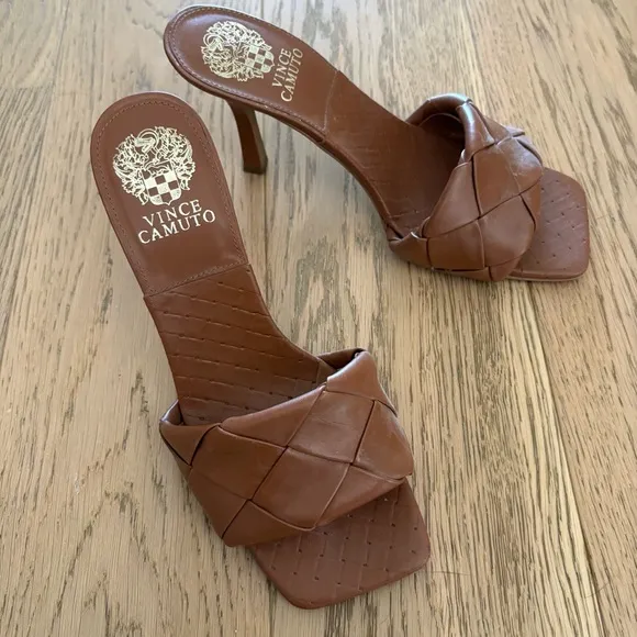 Vince Camuto Brown Woven Heeled Sandals