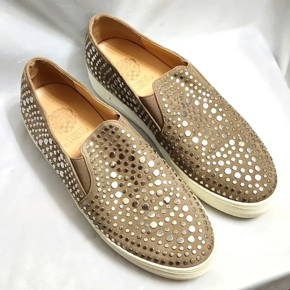 Vince Camuto Kindra Leather Silver Studded Slip-on Casual shoes (womens size 10)