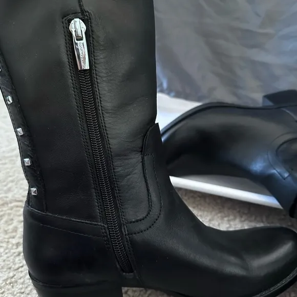 Vince Camuto Tall, Sexy, Briella Soft Leather, Over-The-Knee Black Moto Boots