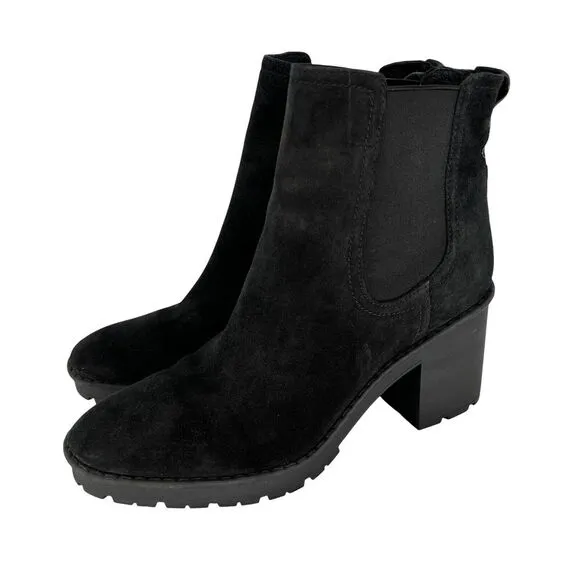 VINCE Henderson Size 10 Water-Resistant Leather Chelsea Boots Suede Black