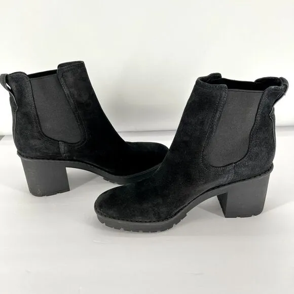 VINCE Henderson Size 10 Water-Resistant Leather Chelsea Boots Suede Black