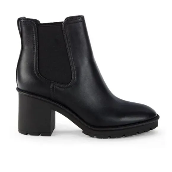 VINCE Henderson Water-Resistant Black Leather Chelsea Boots