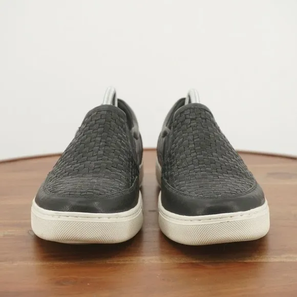 Vince Mens Sneakers Slip On Shoes Black Woven Leather Casual Size 10M